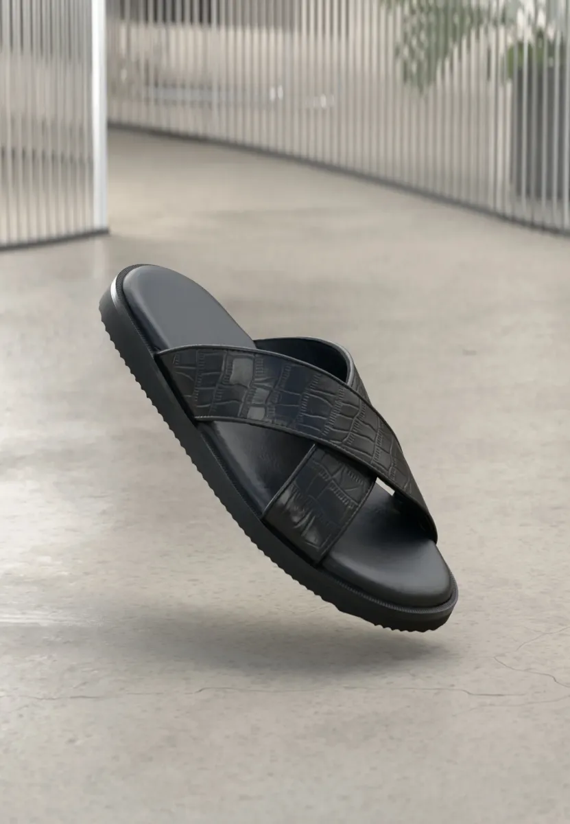 LEATHER - Pantolette flach - black