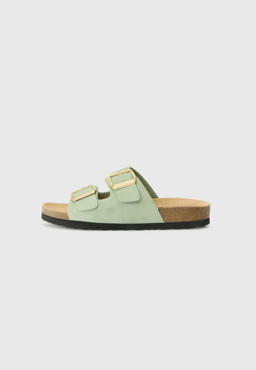 LEATHER - Pantolette flach - mint green