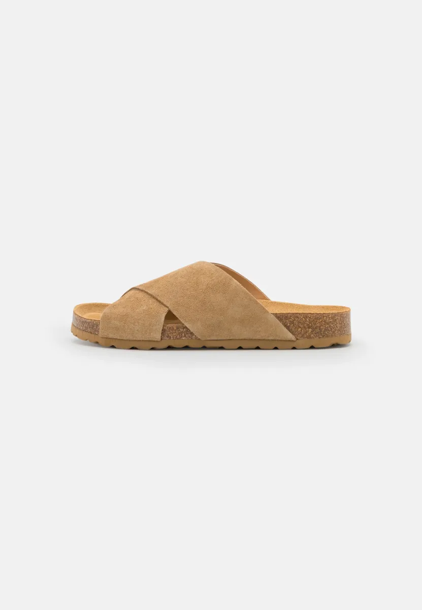 LEATHER - Pantolette flach - taupe