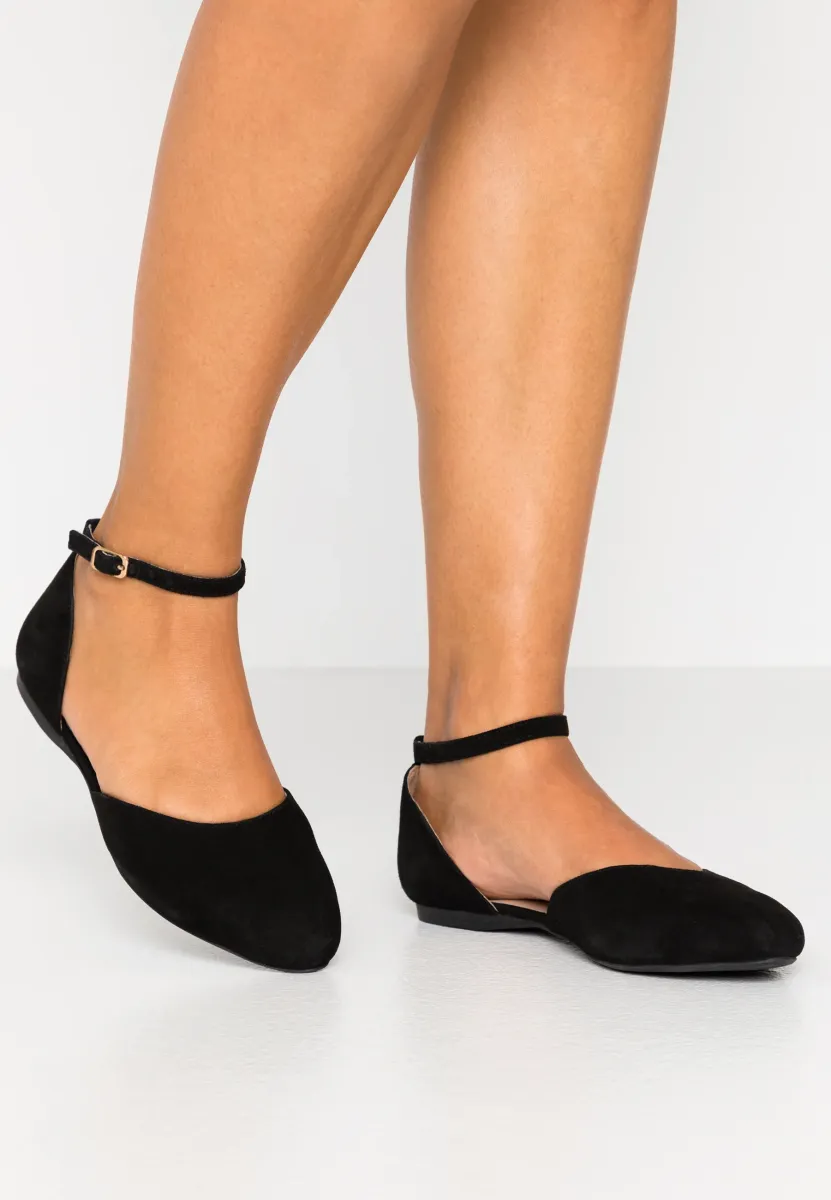 LEATHER - Riemchenballerina - black
