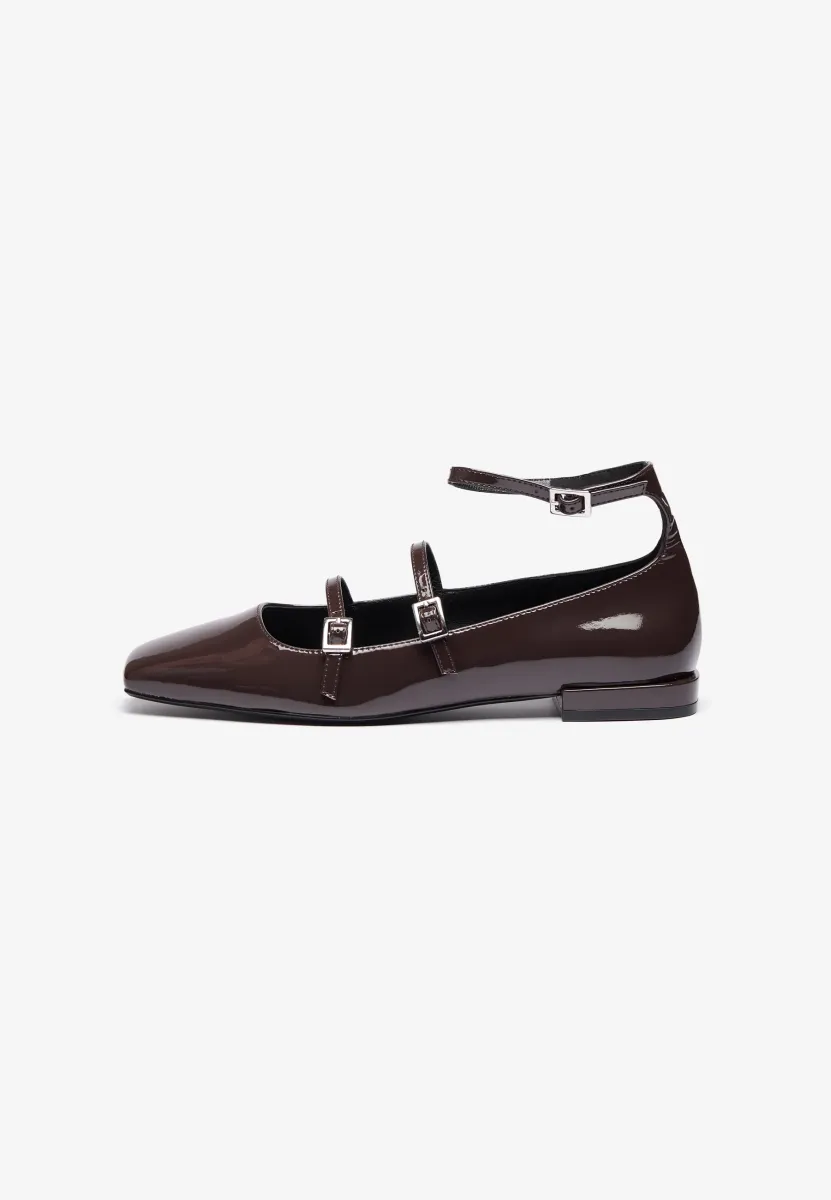LEATHER - Riemchenballerina - dark brown