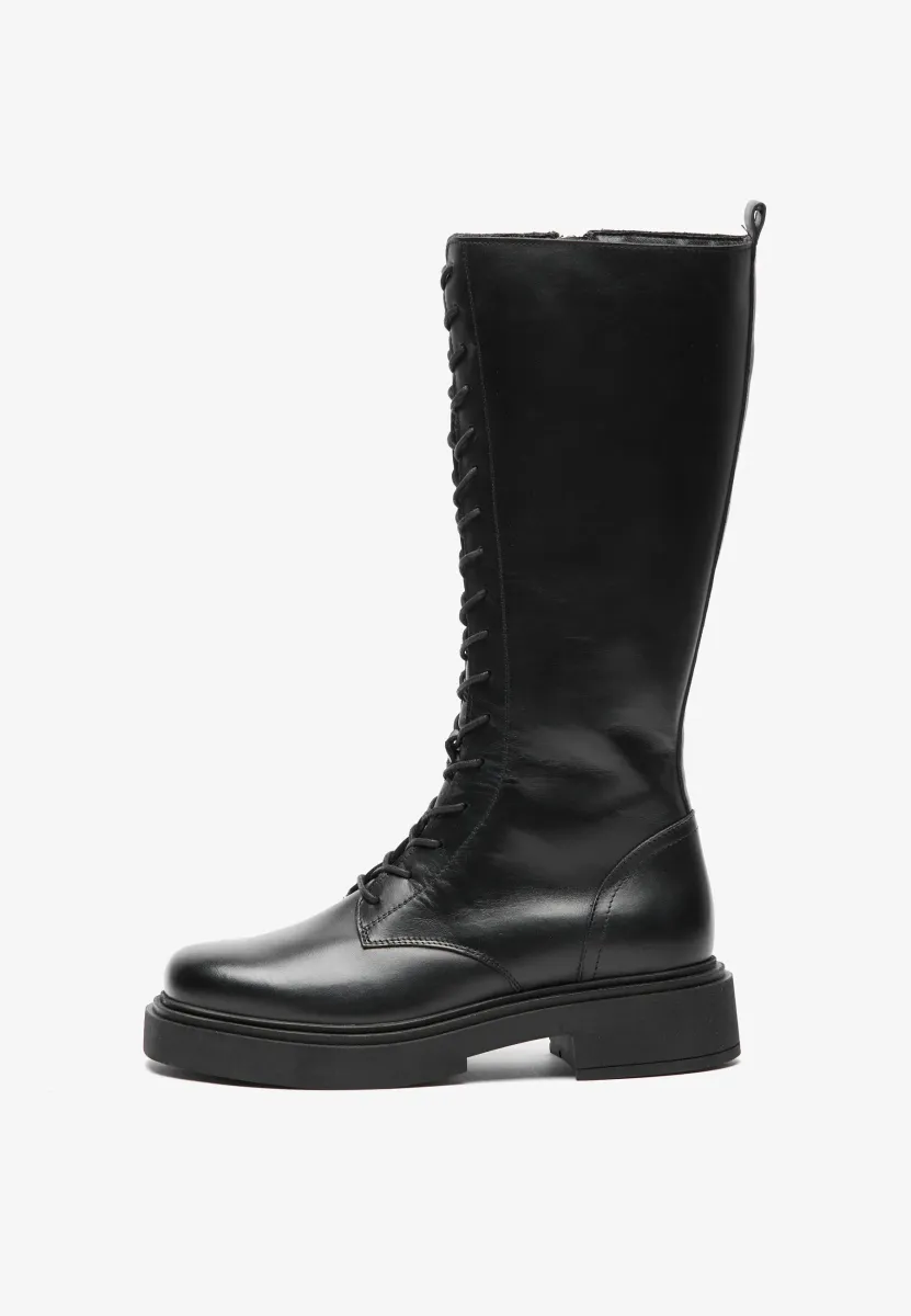 LEATHER - Schnürstiefel - black