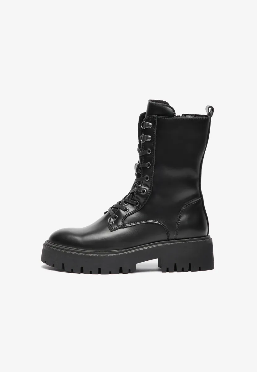 LEATHER  - Schnürstiefelette - black
