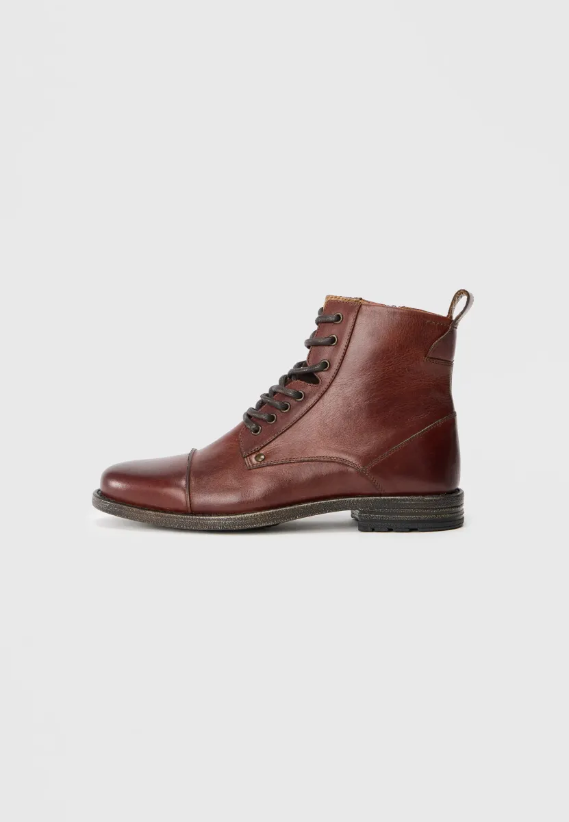 LEATHER - Schnürstiefelette - cognac
