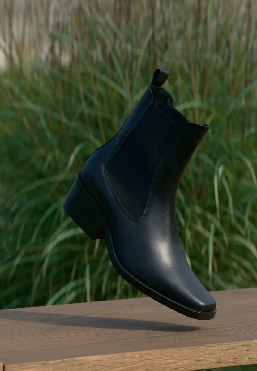 LEATHER - Stiefelette - black