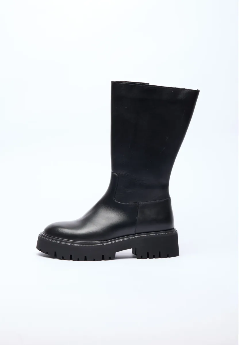 LEATHER - Stiefelette - black