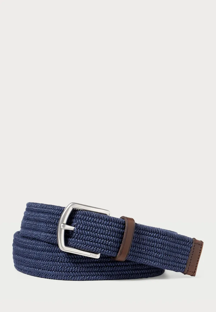 LEATHER TRIM BRAIDED BELT - Flechtgürtel - navy
