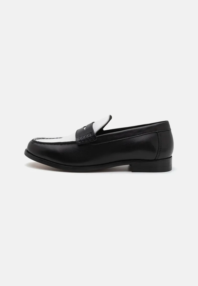 LEATHER UNISEX - Business-Slipper - black/weiß