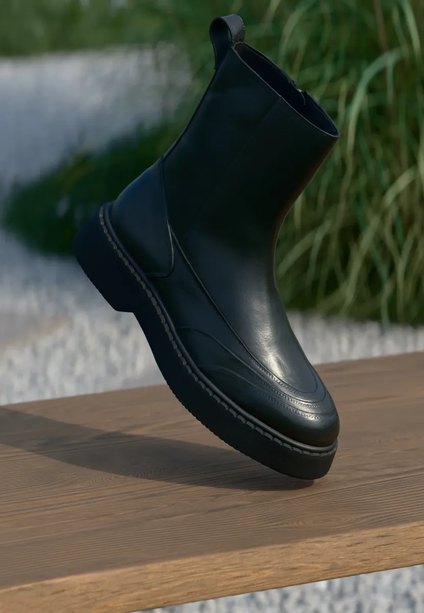 LEATHER UNISEX - Plateaustiefelette - black