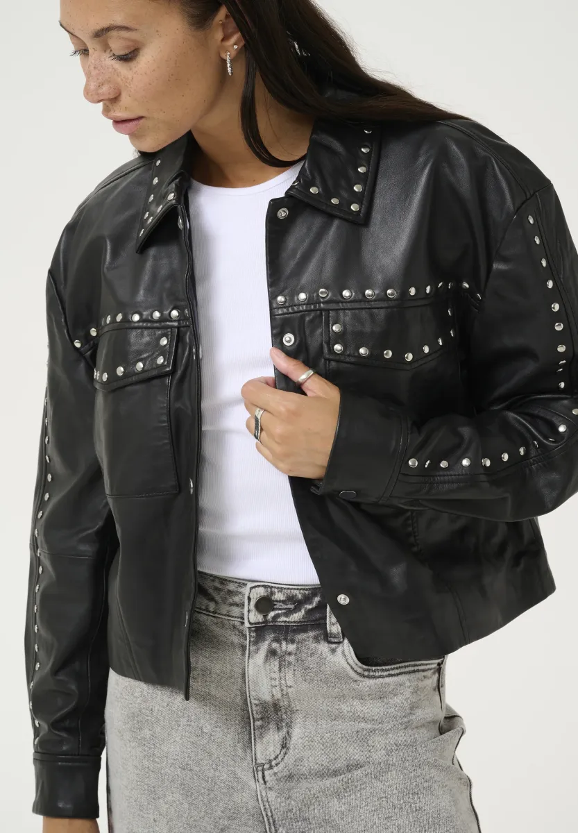 Lederjacke - black deep