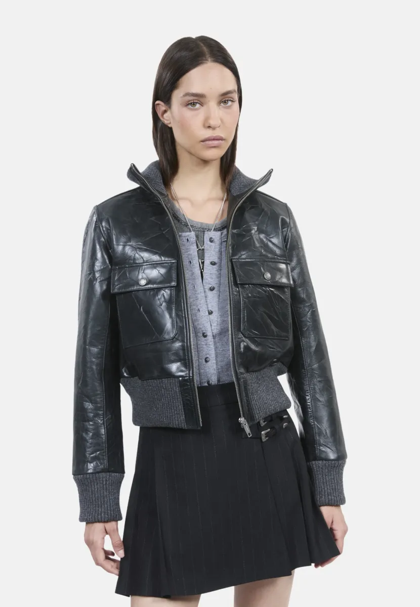 Lederjacke - black