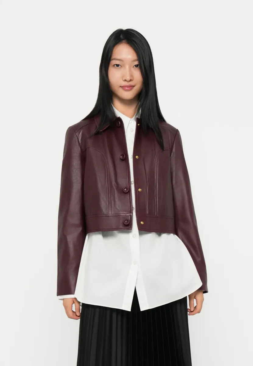 Lederjacke - bright maroon