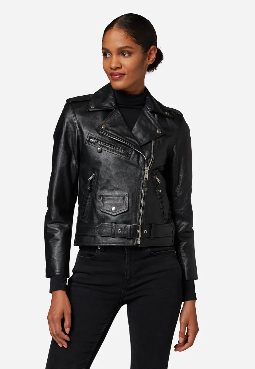 Lederjacke - schwarz