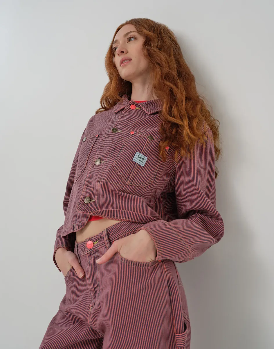 LEE x CRAYOLA CROPPED CHORE JACKET - Jeansjacke - overdye orange red