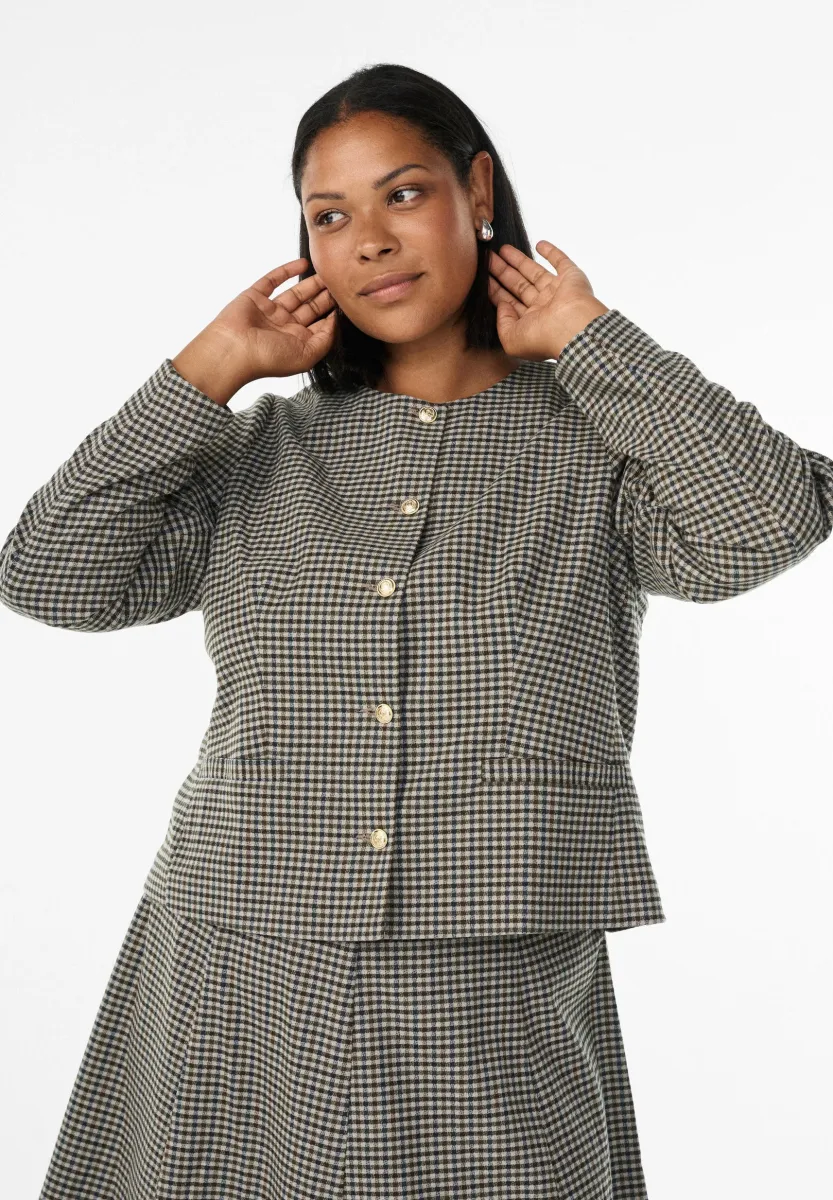 Leichte Jacke - check brown