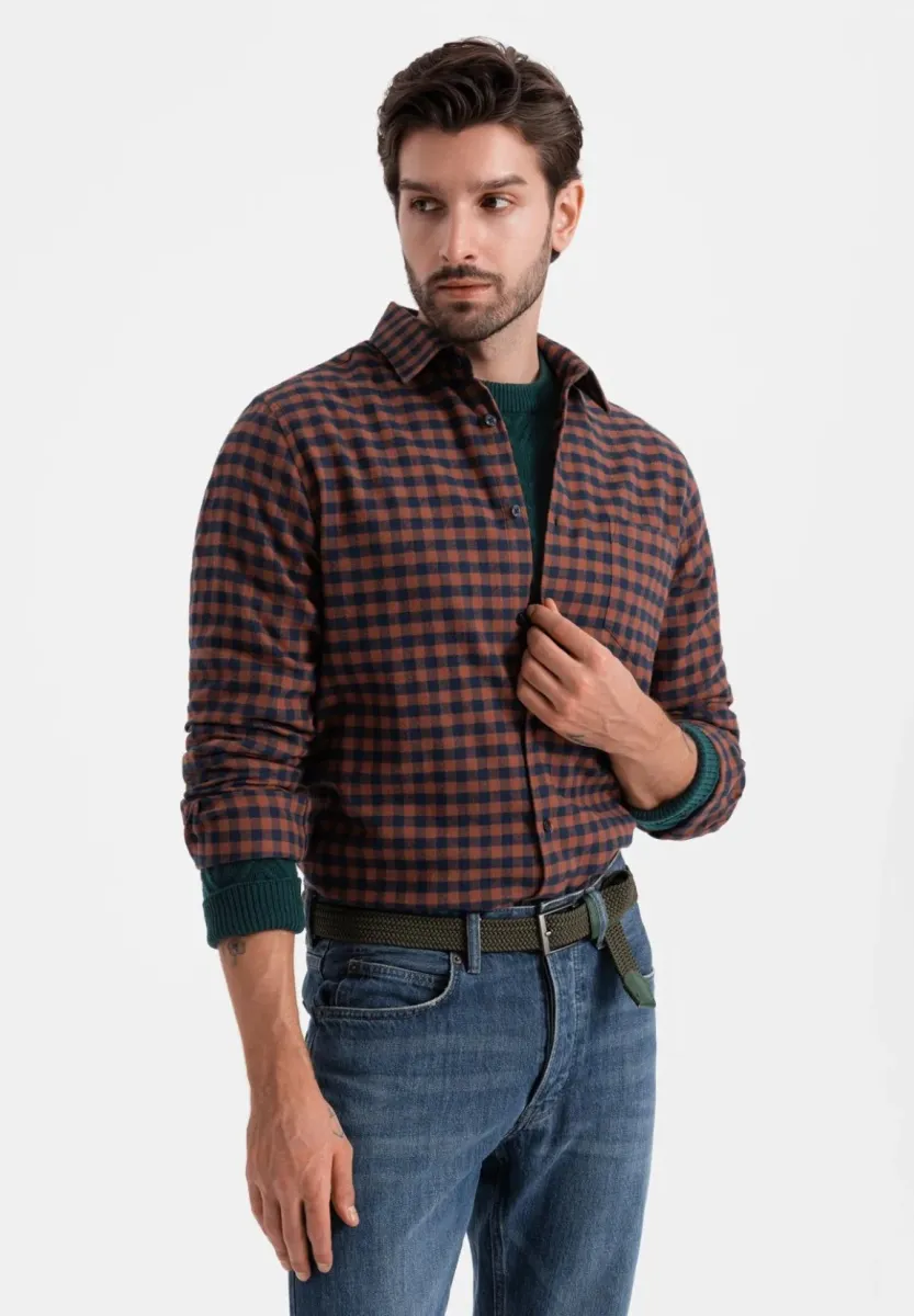 LEISURE SHCS - Hemd - navy brown