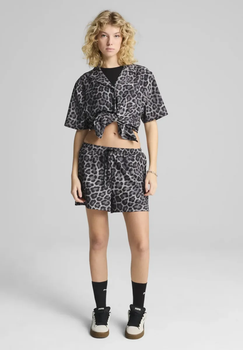 LEO LUXE MIT ALLOVER-PRINT - Jogginghose - black