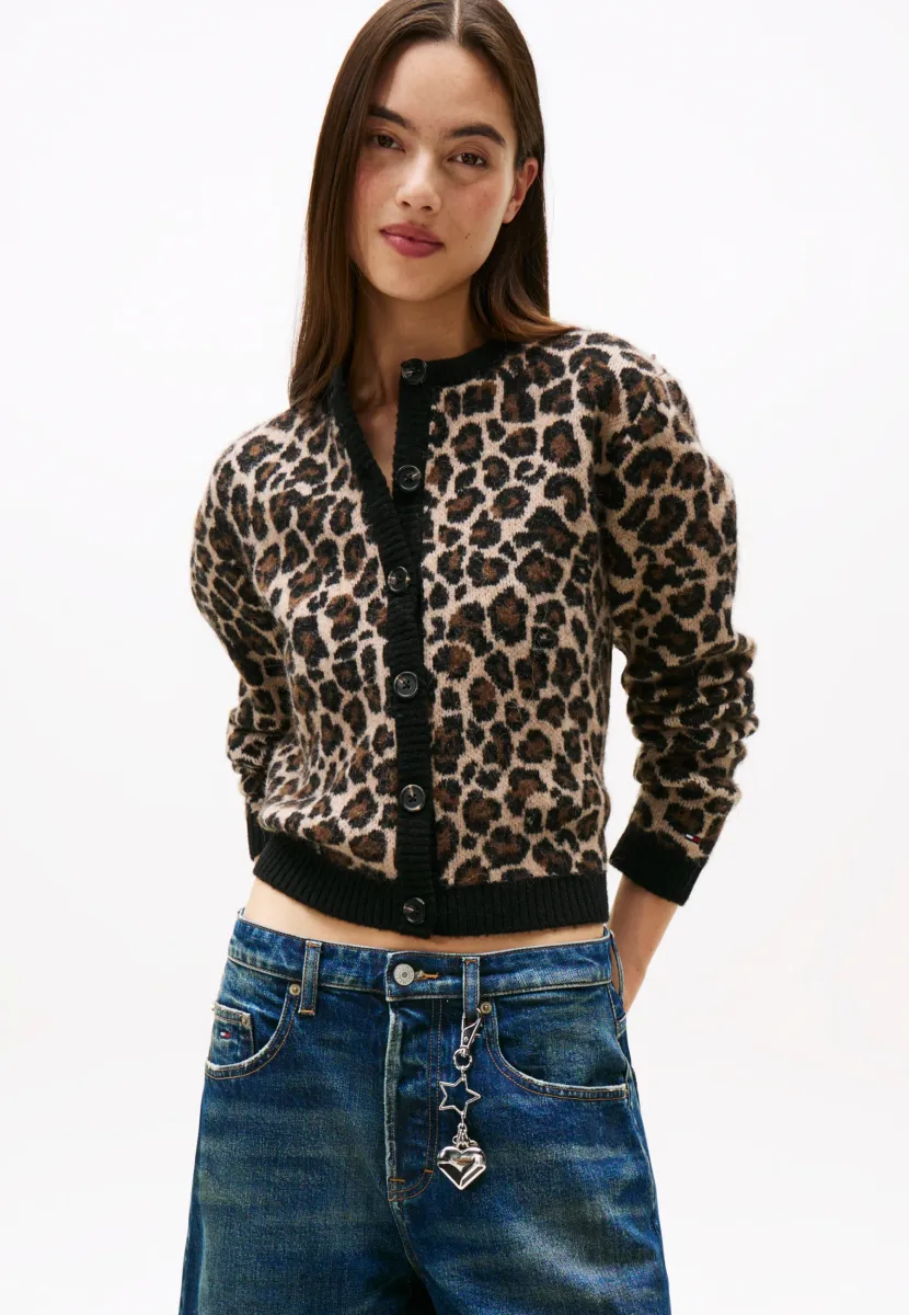 LEOPARD CARDIGAN - Strickjacke - brown/black