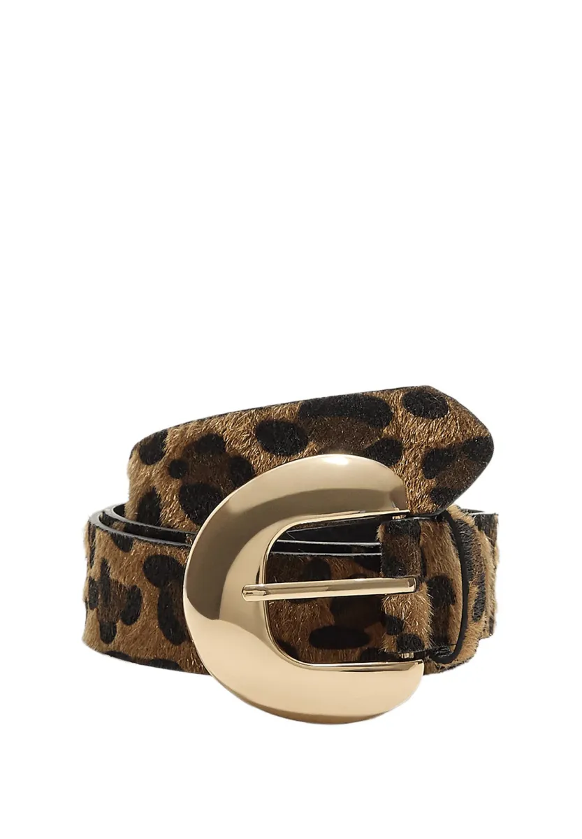 LEOPARD-PRINT WITH CRESCENT MOON BUCKLE - Gürtel - dark brown