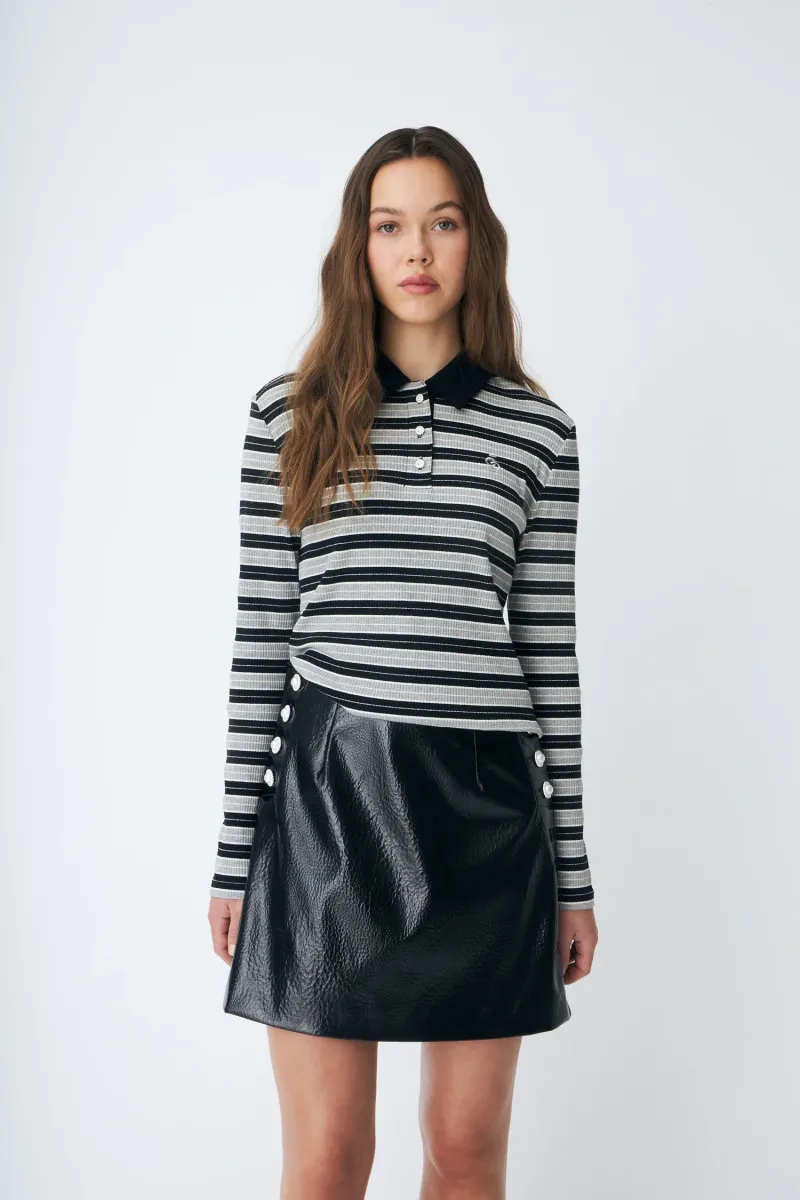 LESLIE BLOUSE - Poloshirt - grey/black