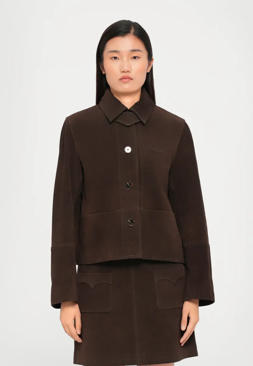LESSA  - Lederjacke - dark chocolate