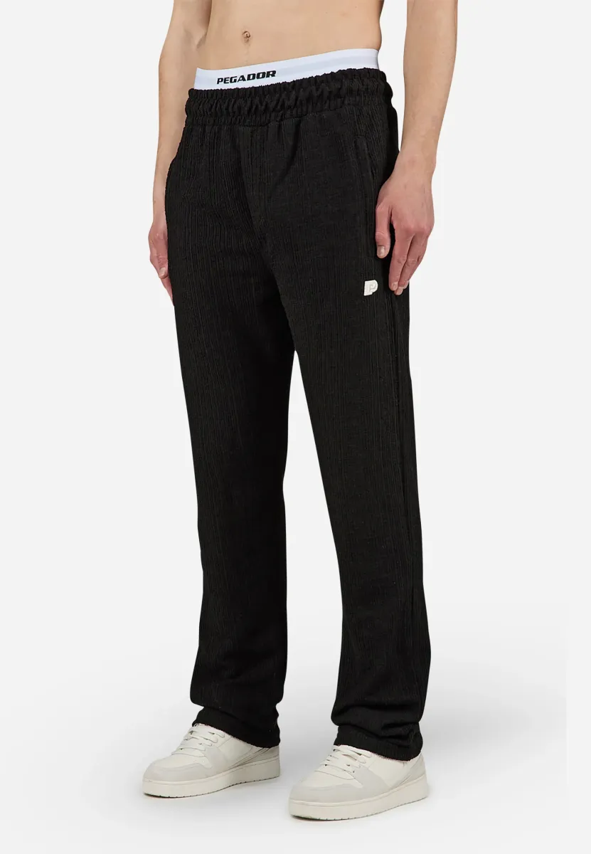 LIBCO STRUCTURED KNIT WIDE PANTS - Jogginghose - washed black unbleached