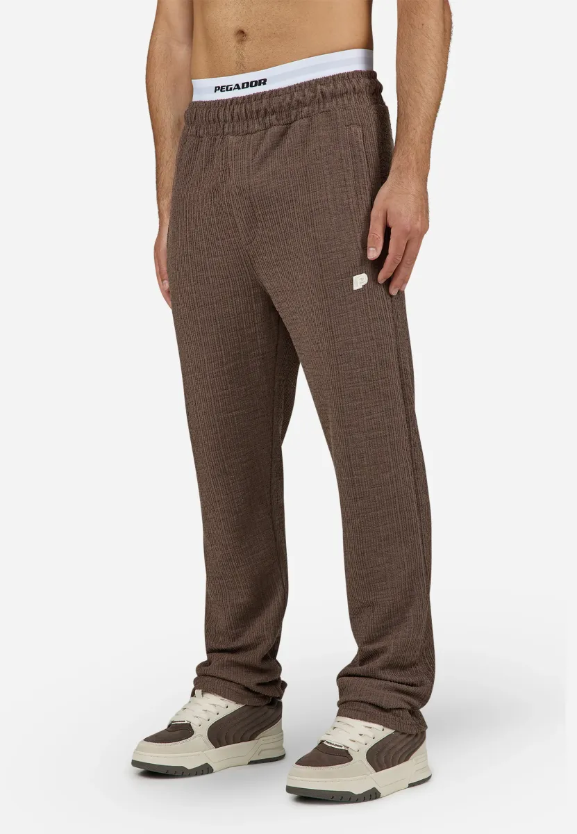 LIBCO STRUCTURED KNIT WIDE PANTS - Jogginghose - washed cozy brown unbleached