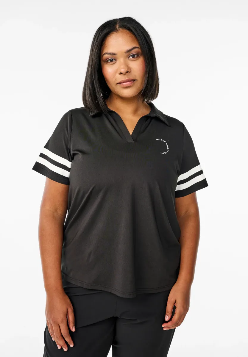 LICHES MIT STREIFEN-DETAILS - Poloshirt - black
