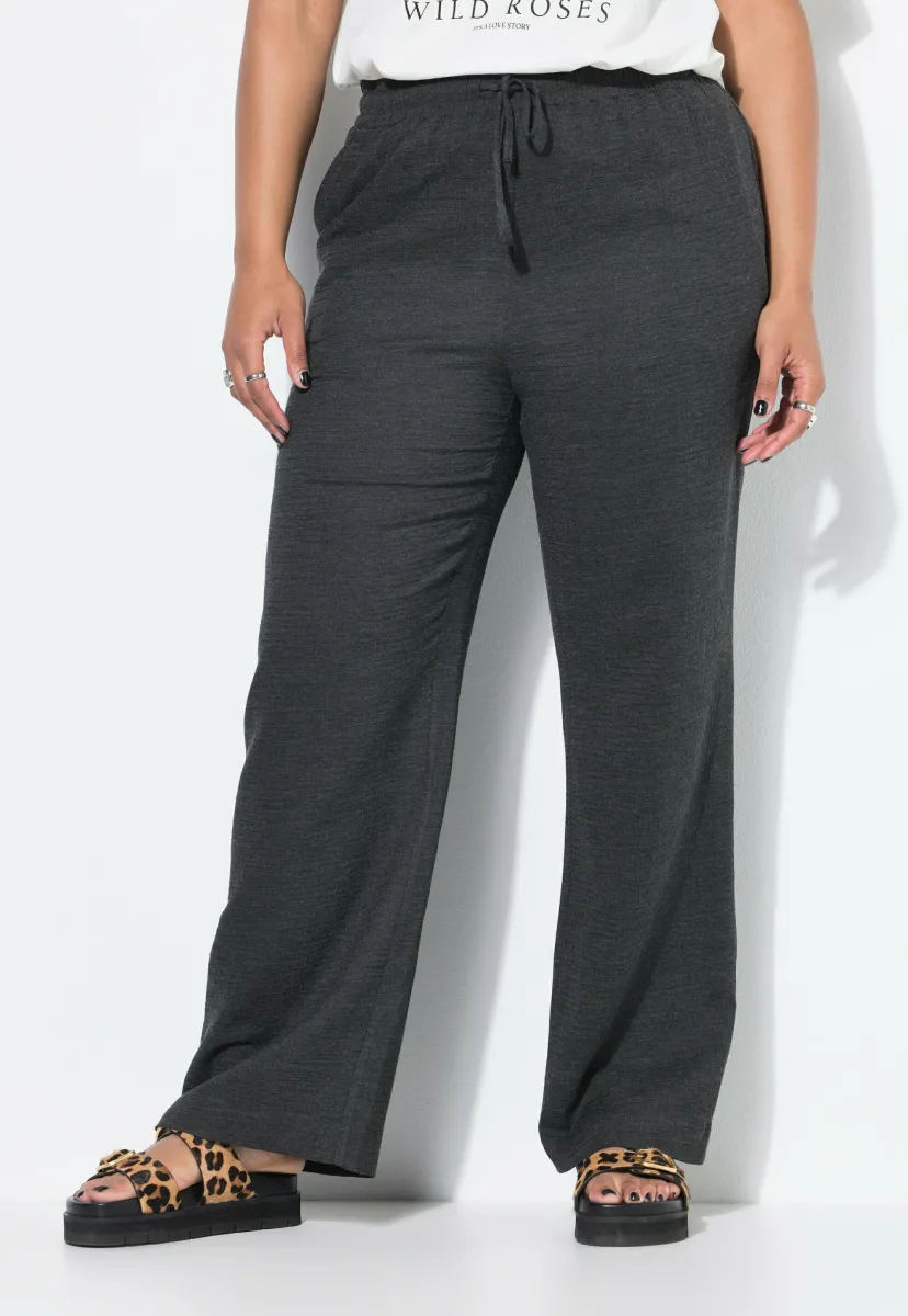 LIGHTLY TEXTURED HIGH-WAISTED ELASTIC WAIST - Stoffhose - mottled grey