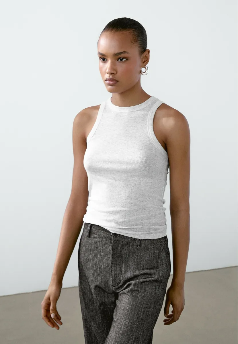 LIGHTWEIGHT HALTER NECK - T-Shirt basic - light grey