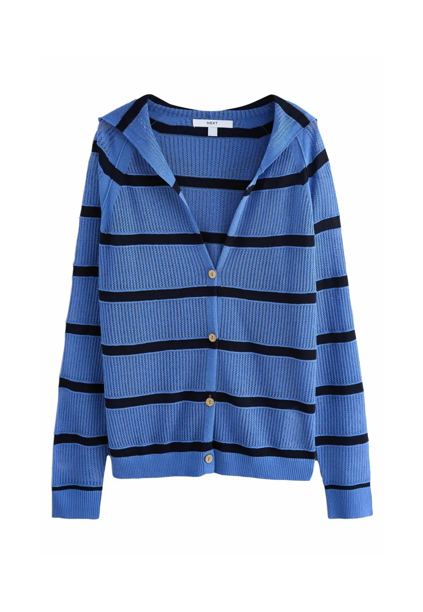 LIGHTWEIGHT MESH STITCH HOODED   - Strickjacke - blue stripe