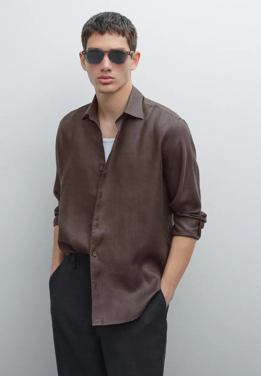 LIGHTWEIGHT REGULAR FIT TWILL - Hemd - dark brown
