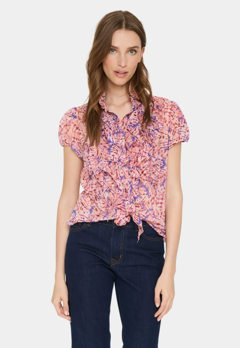 LILJASZ CRINKLE SS SHIRT - Bluse - f pink abstract tye