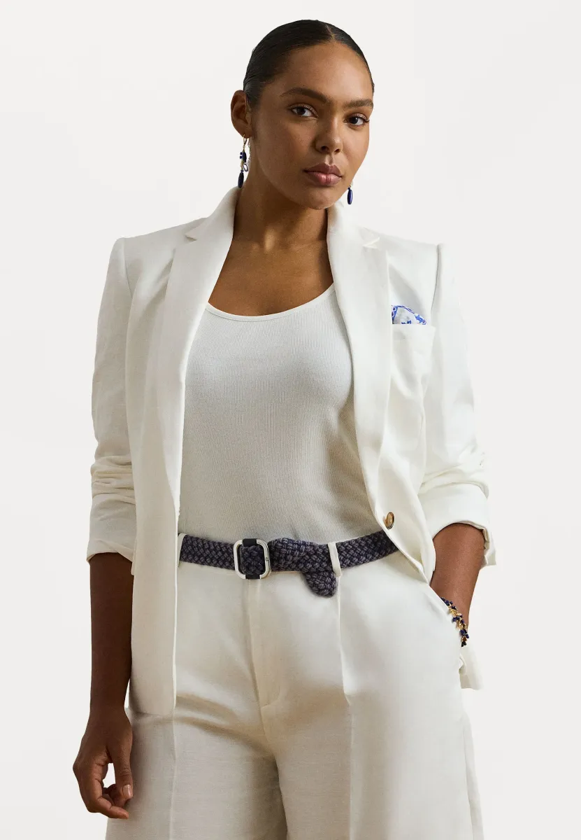 LINEN-BLEND TWILL BLAZER - Blazer - white