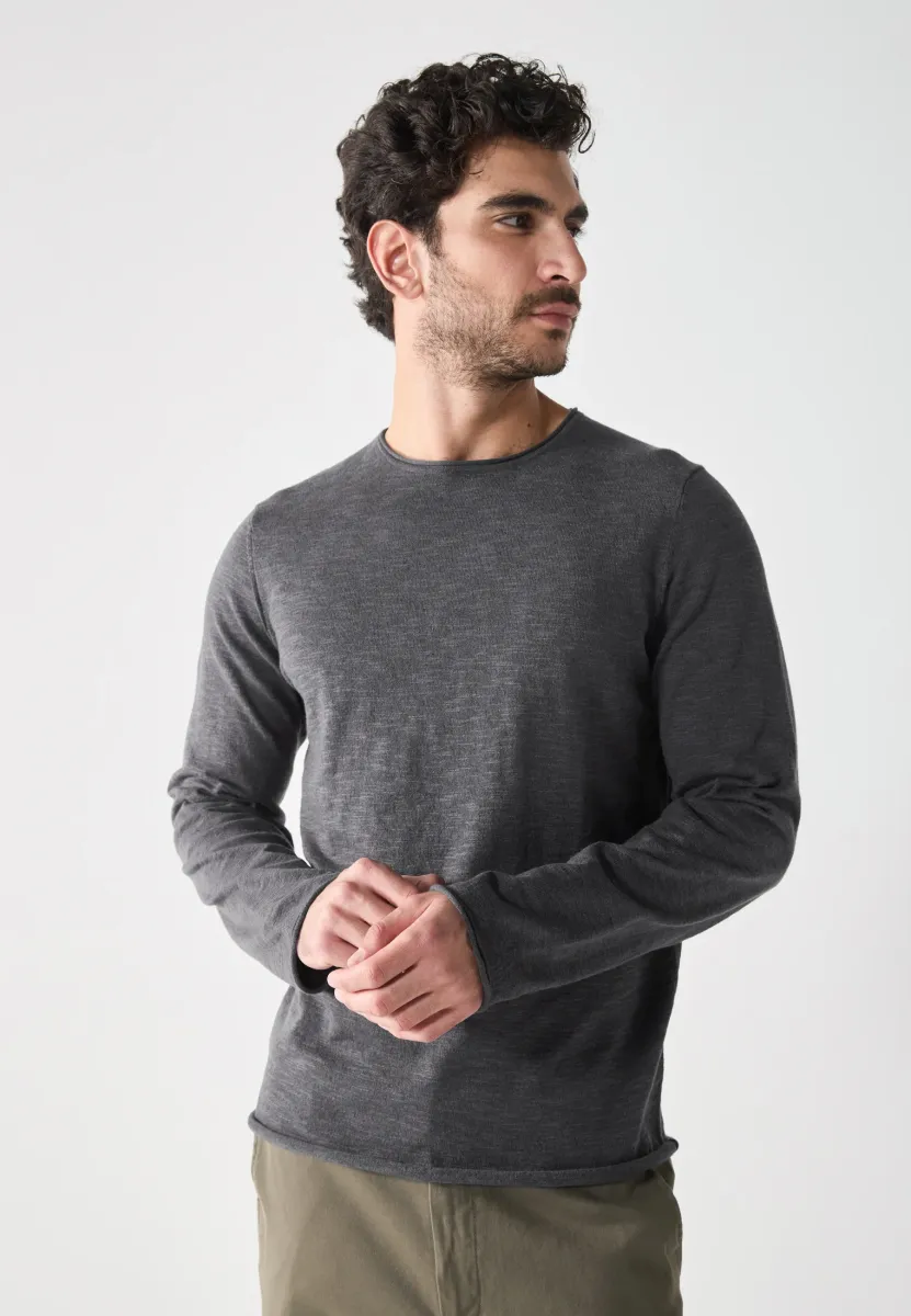 LINEN MIX - Strickpullover - asphalt