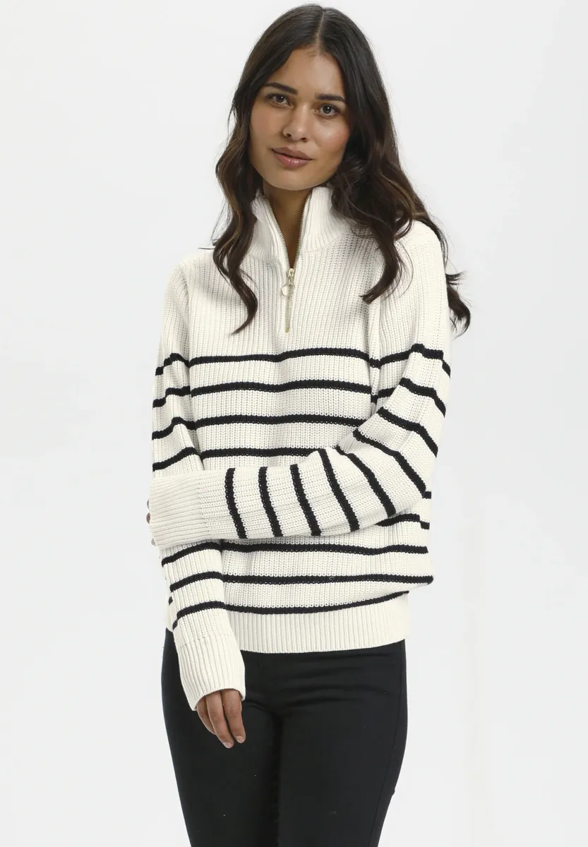 LIOA ZIPPER - Strickpullover - chalk/black