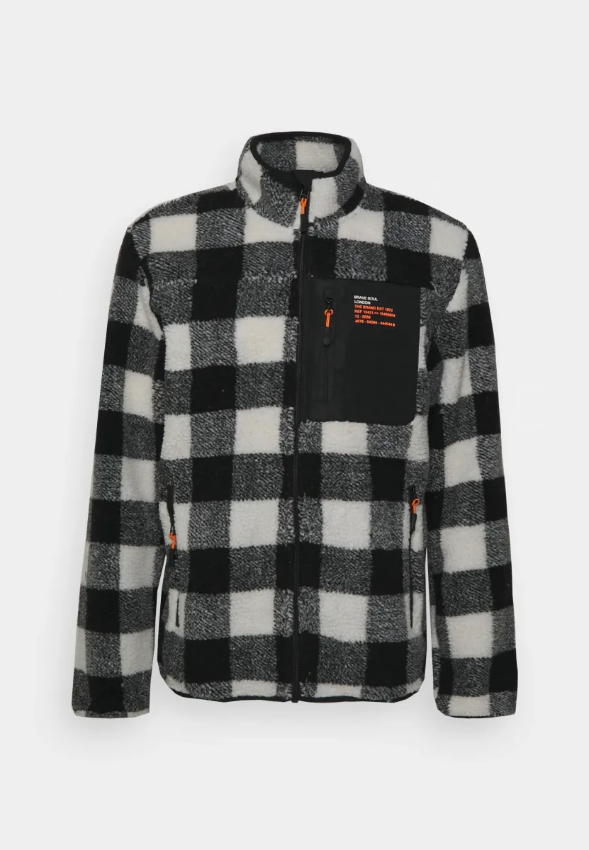 LITHARO - Fleecejacke - ecru/jet black/orange