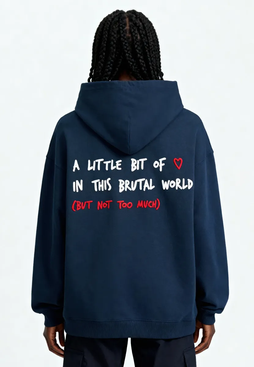 LITTLE BIT OF LOVE EMBROIDERY OVERSIZED - Kapuzenpullover - dark blue