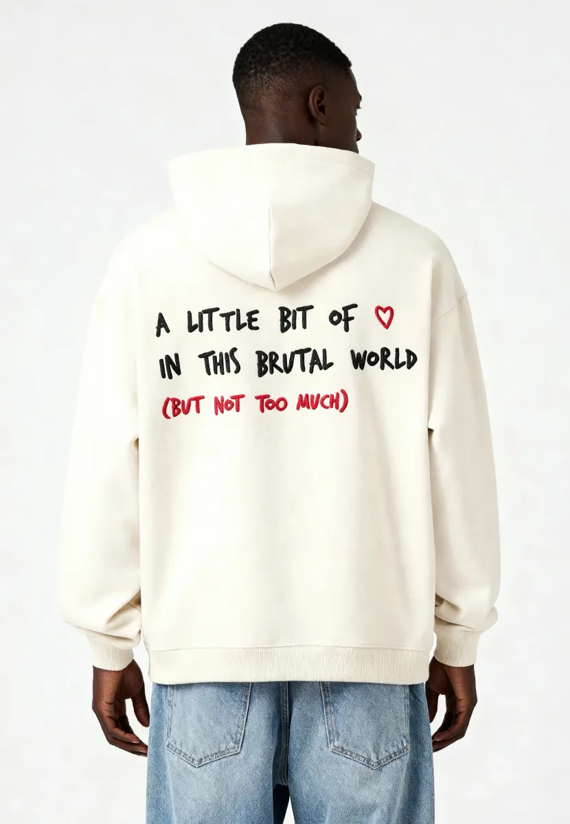LITTLE BIT OF LOVE EMBROIDERY OVERSIZED - Kapuzenpullover - off-white