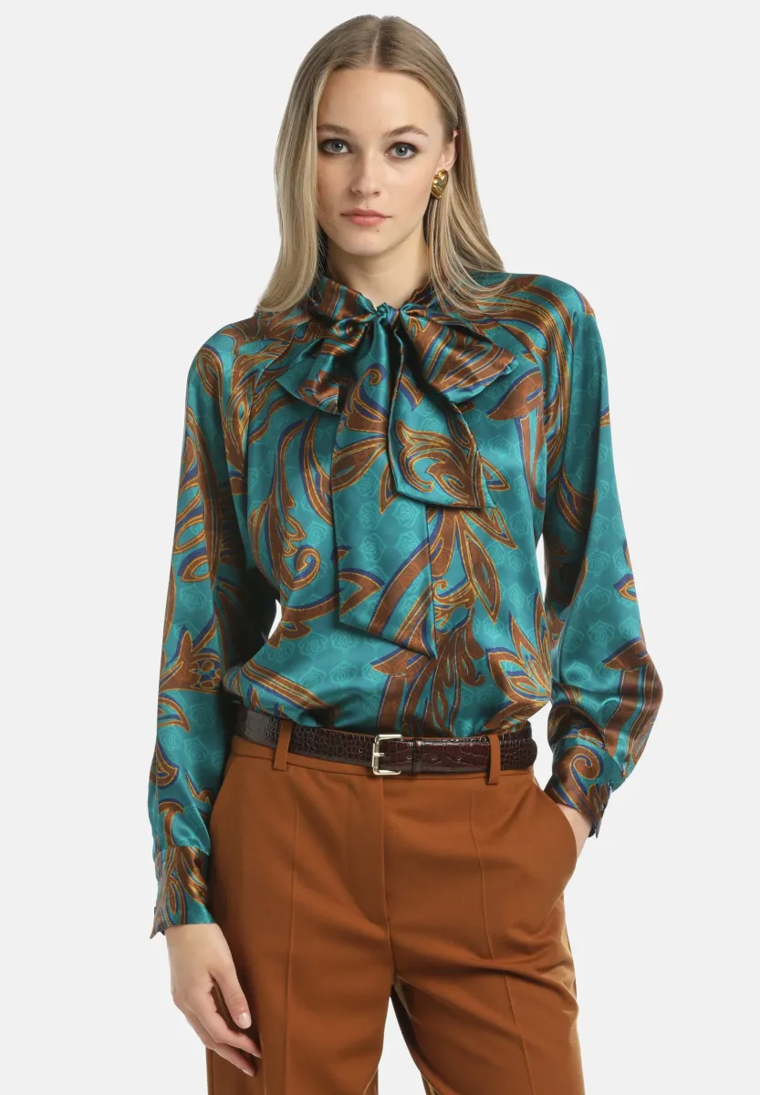 LIVERI - Bluse - turchese tabacco