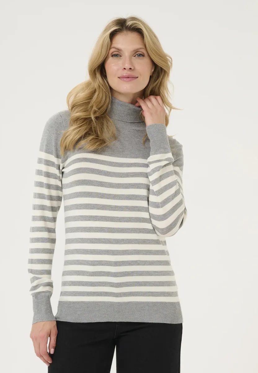 LIZZA ROLL NECK - Strickpullover - grey melange turtledove stripe