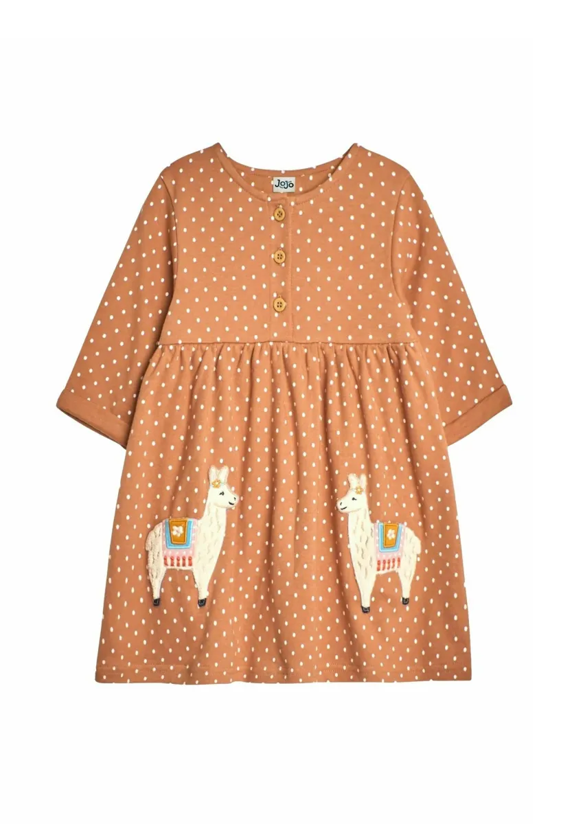 LLAMA APPLIQUÉ BUTTON FRONT  - REGULAR FIT - Jerseykleid - brown
