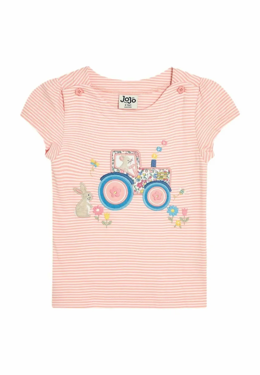 LLAMA APPLIQUÉ - REGULAR FIT - T-Shirt print - pink bunny on tractor