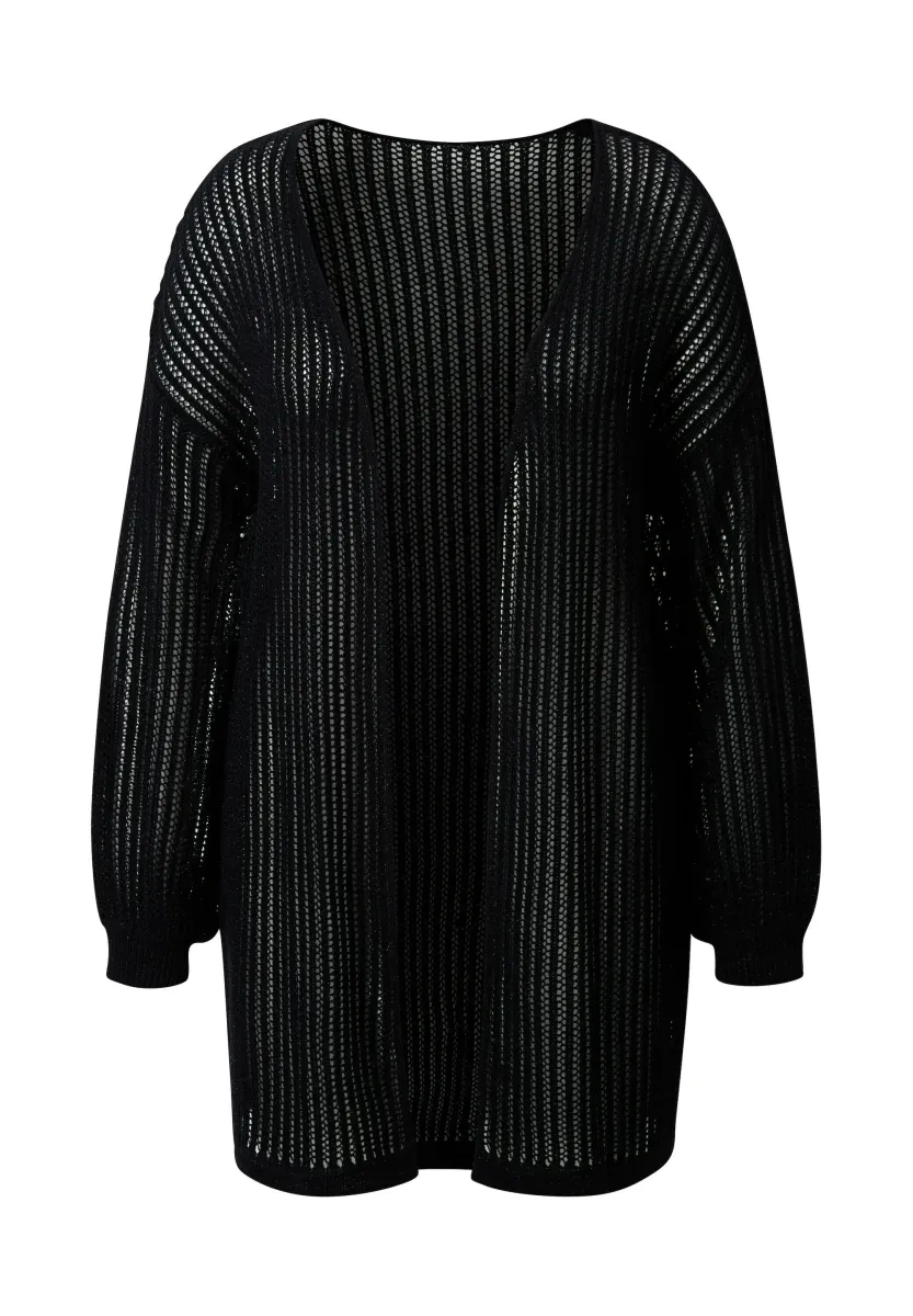 LOCH MIT GLITZER - Strickjacke - black
