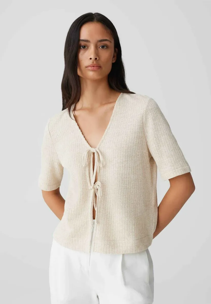LOCKERE PASSFORM V-AUSSCHNITT - Strickjacke - natural glaze