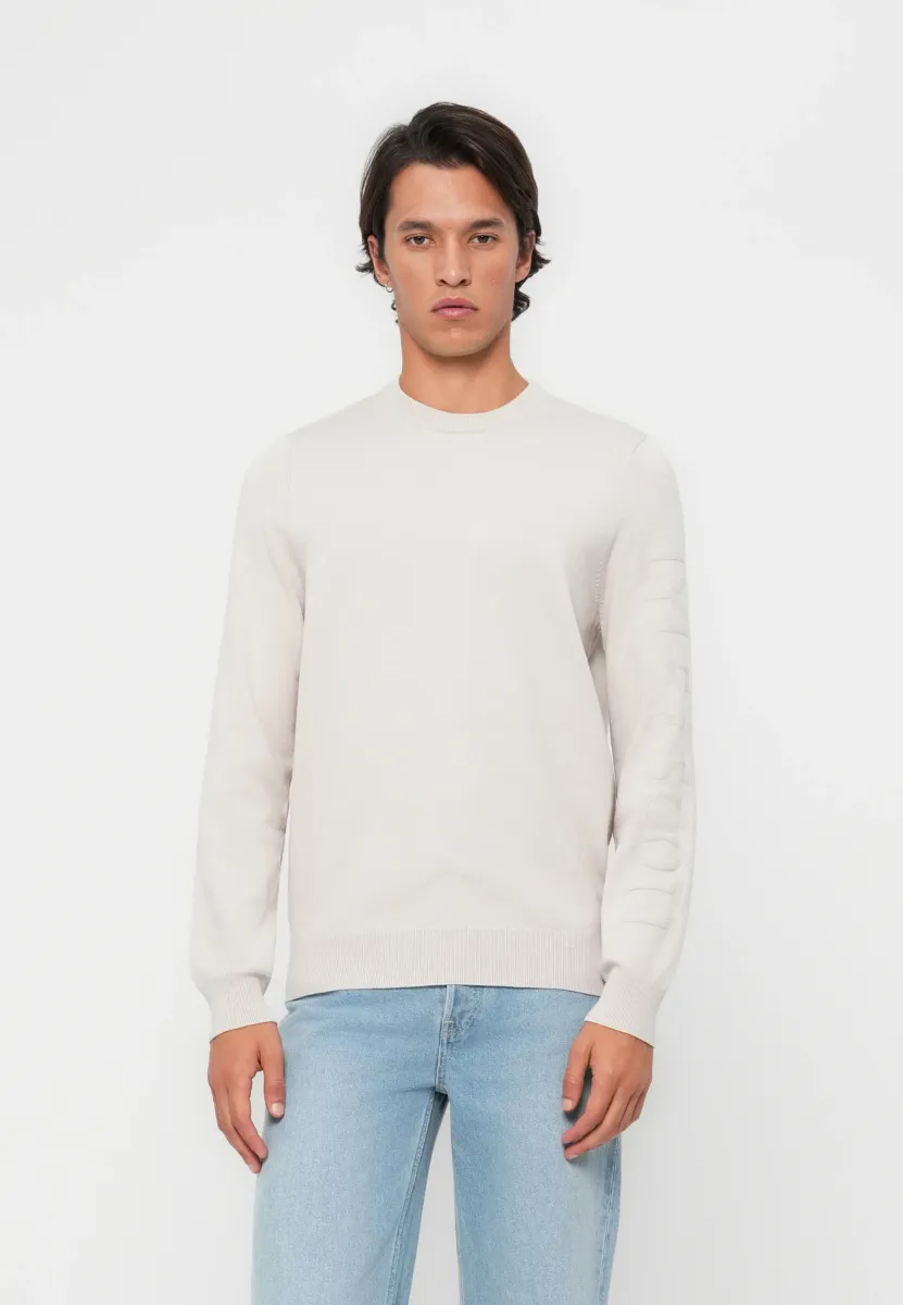 LOGO CREW NECK - Strickpullover - putty