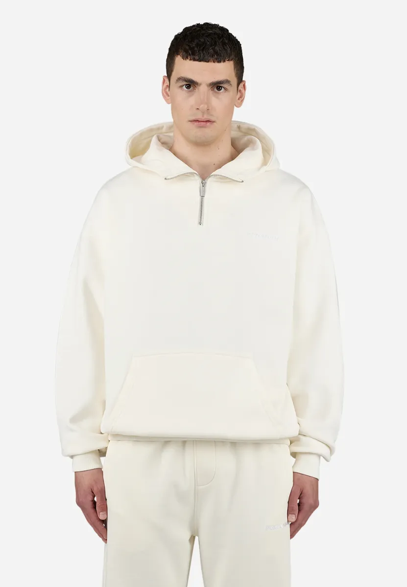 LOGO OVERSIZED HALF ZIP HOODIE - Kapuzenpullover - washed unbleached white gum