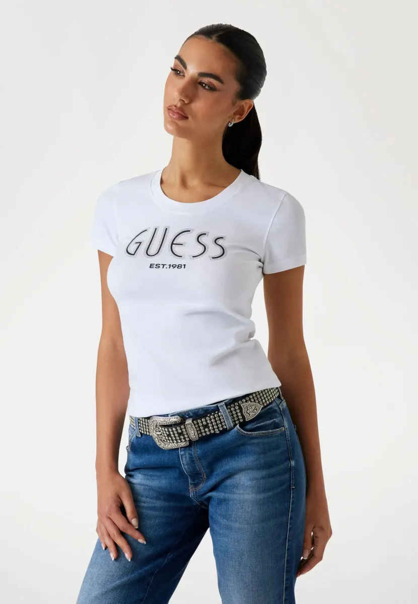 LOGO STRASS - T-Shirt print - weiß