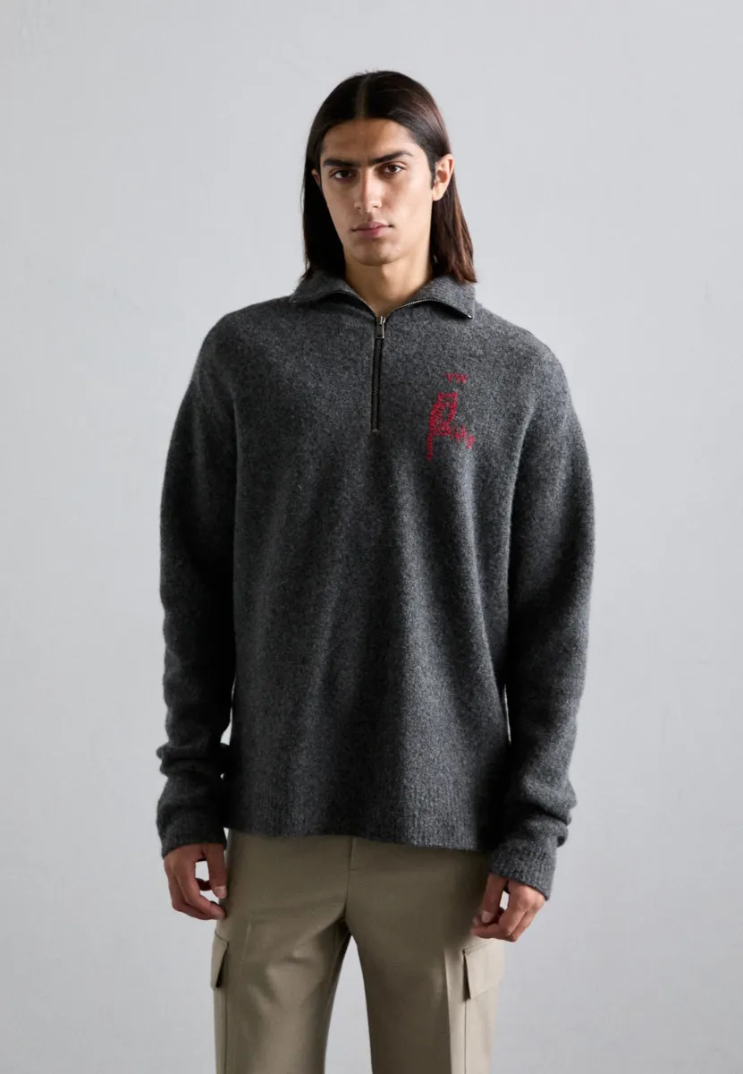 LOGO TURTLENECK - Strickpullover - charcoal