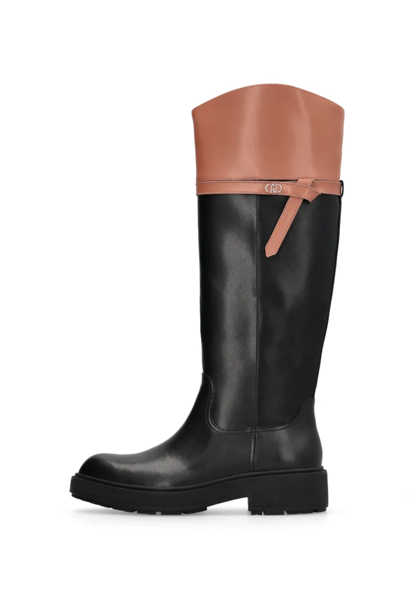 LONDON - Stiefel - black/saddle